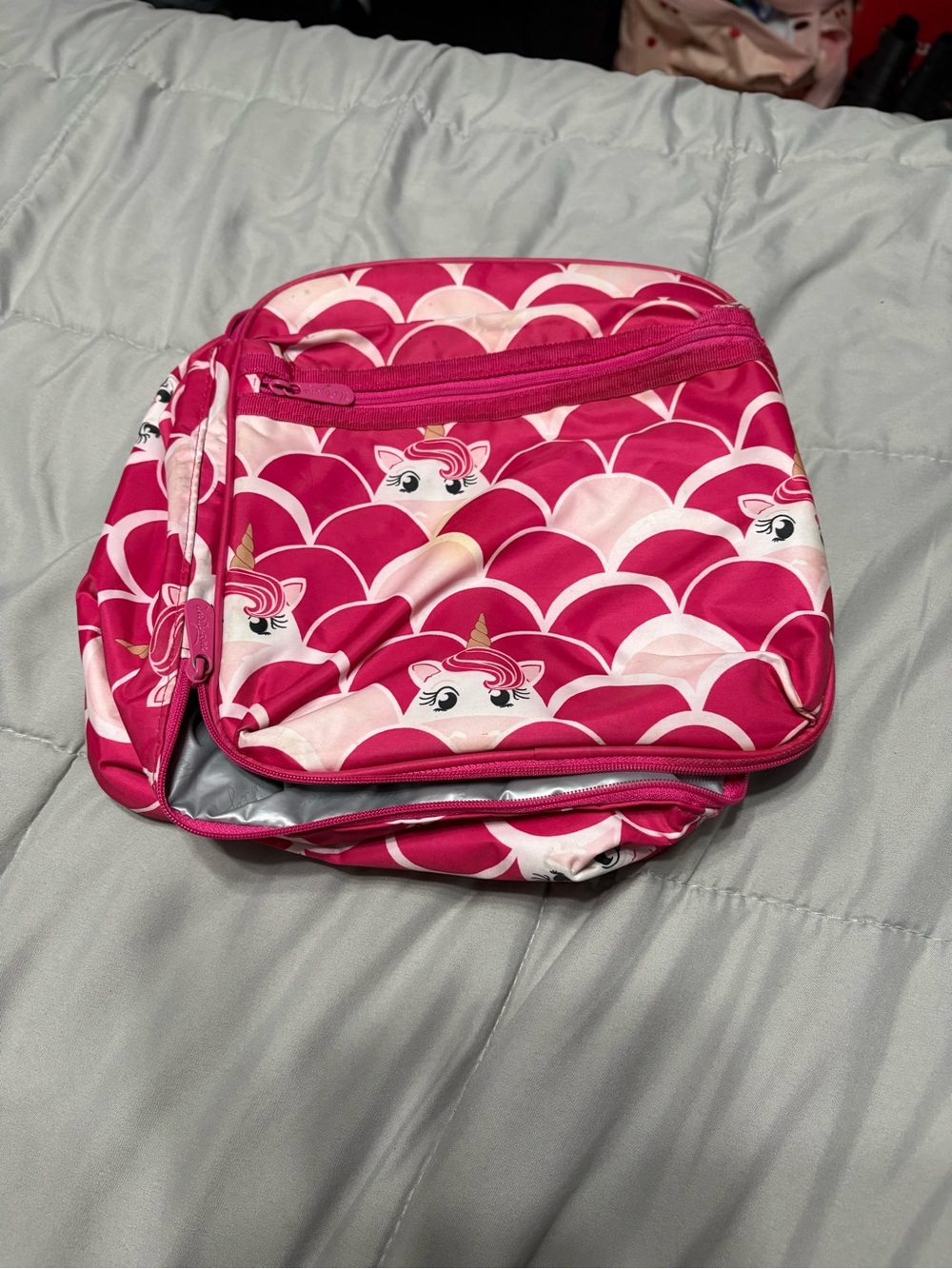 thirty-one Pink and White Unicorn Print Lunch Bag
